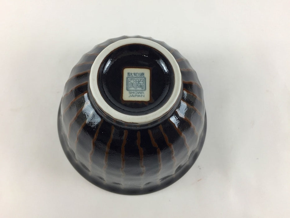 柚子黒天目　しのぎ飯碗　11.5cm　美濃焼 (j.R)