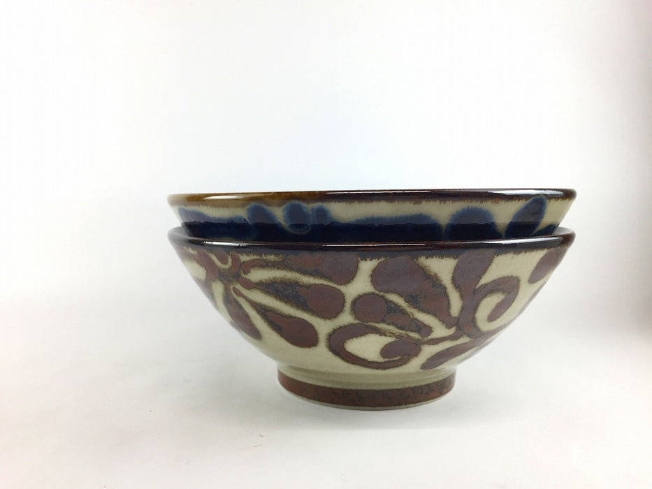 琉球唐草(ルリ/サビ)　6.5そば丼　19cm　美濃焼 (j.R)