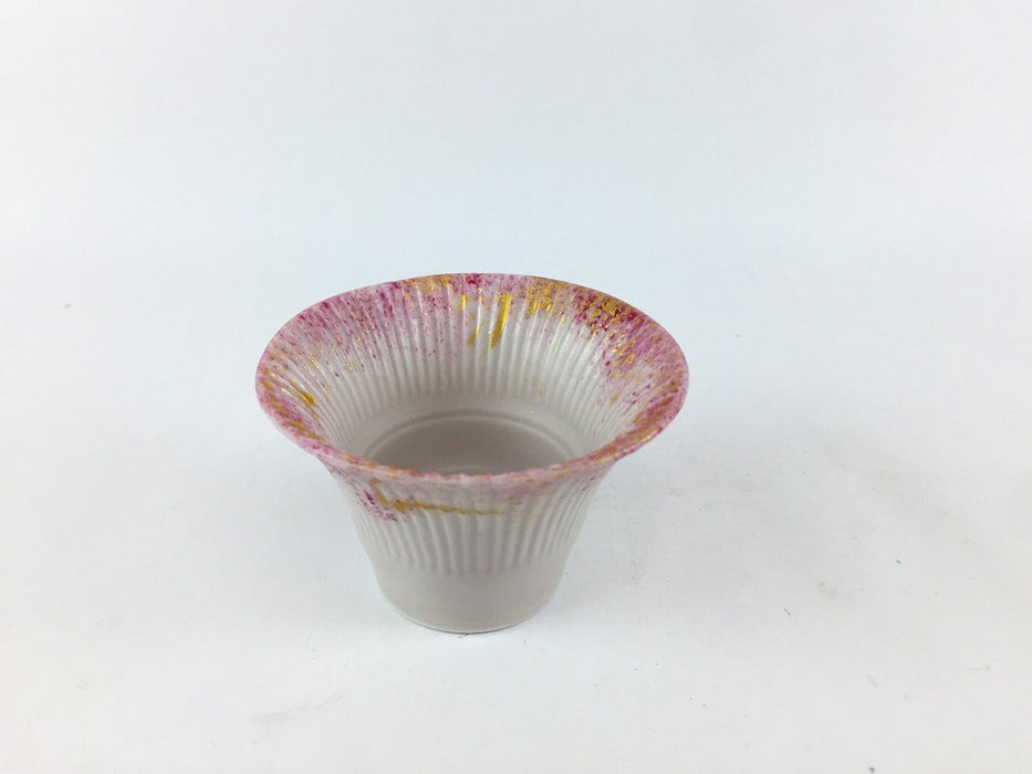 錦ピンク　竹割反珍味　7.5cm　伊万里焼(j.R)