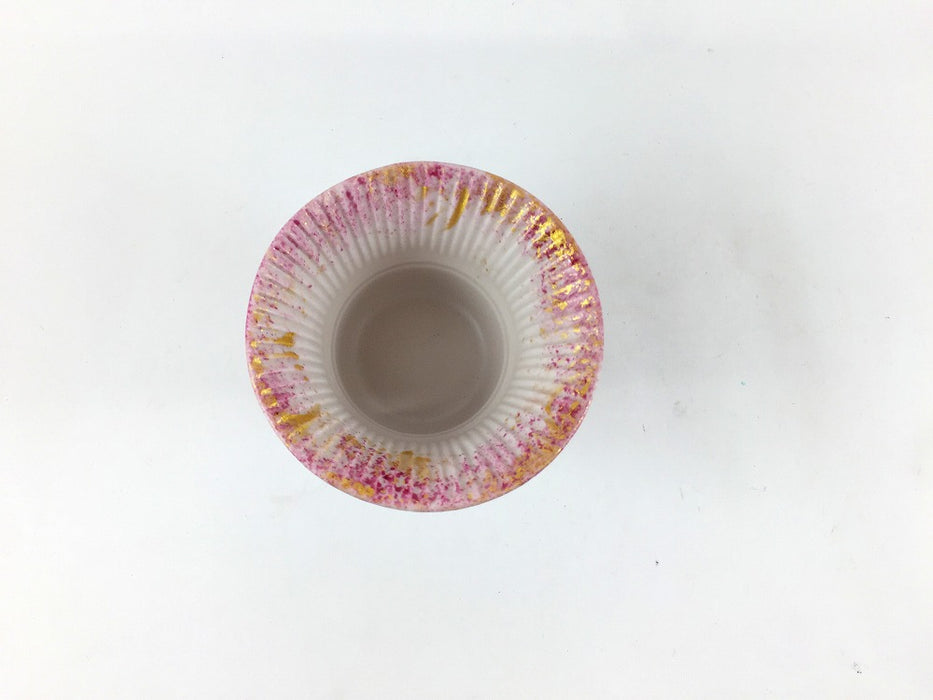 錦ピンク　竹割反珍味　7.5cm　伊万里焼(j.R)