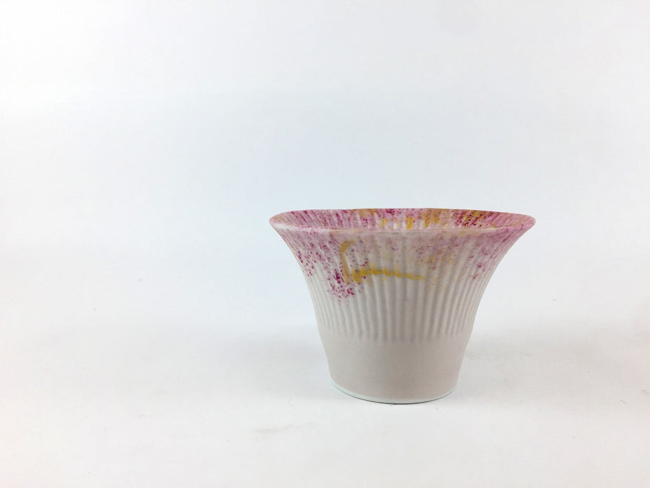 錦ピンク　竹割反珍味　7.5cm　伊万里焼(j.R)