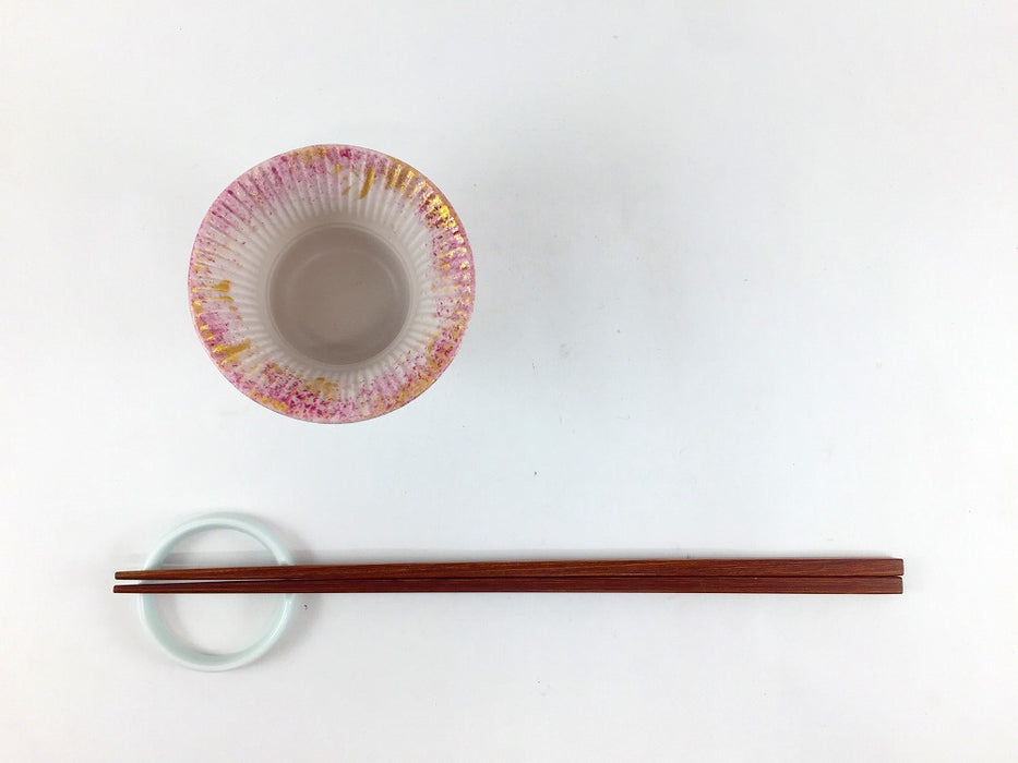 錦ピンク　竹割反珍味　7.5cm　伊万里焼(j.R)