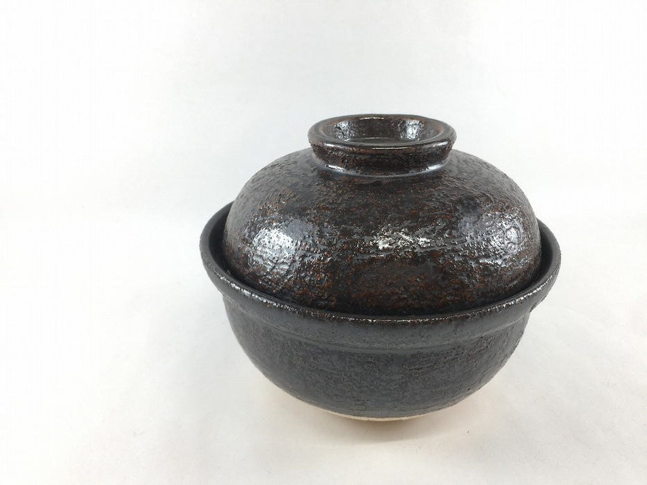 釜鍋(2重蓋)　15cm/0.7合　黒茶　有田焼(j.R)