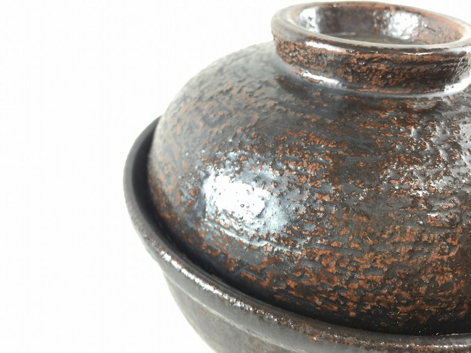 釜鍋(2重蓋)　15cm/0.7合　黒茶　有田焼(j.R)