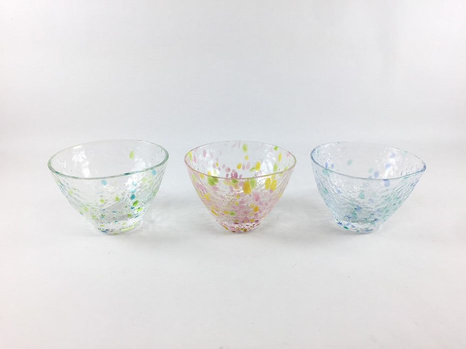 【SALE】80cc小鉢　(青しぶき/花しぶき/緑しぶき)　硝子　8cm【訳あり】