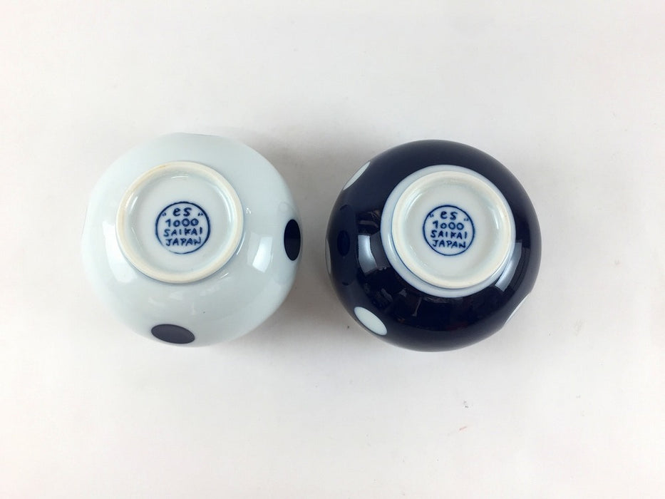 【SALE】ドット丸カップ　(紺/白)　150cc　波佐見焼【訳あり】