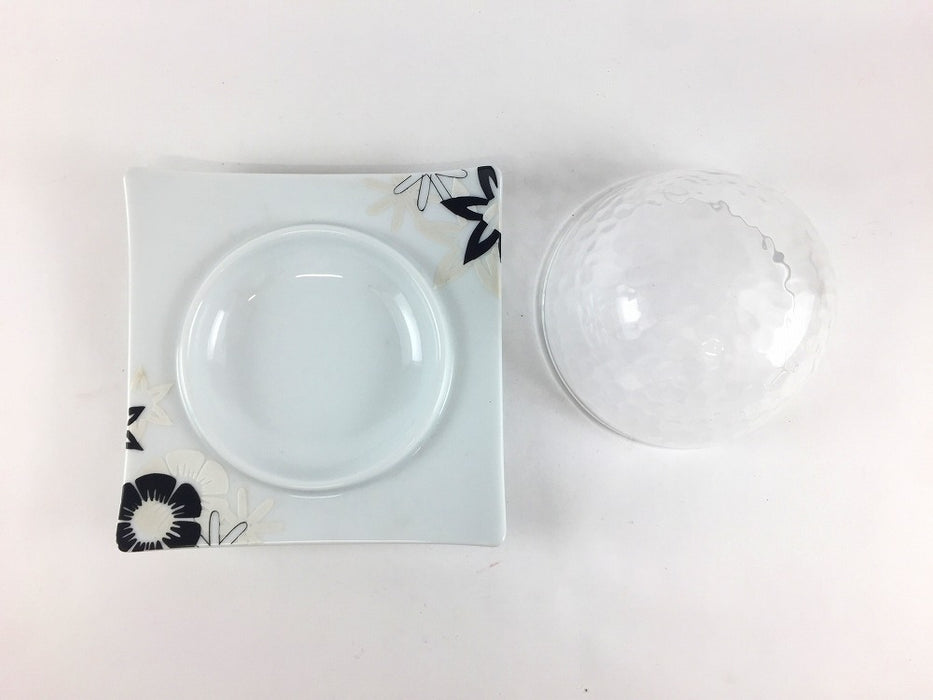 【SALE】12ガラス蓋皿(トロピカル黒)　12cm　有田焼【訳あり】