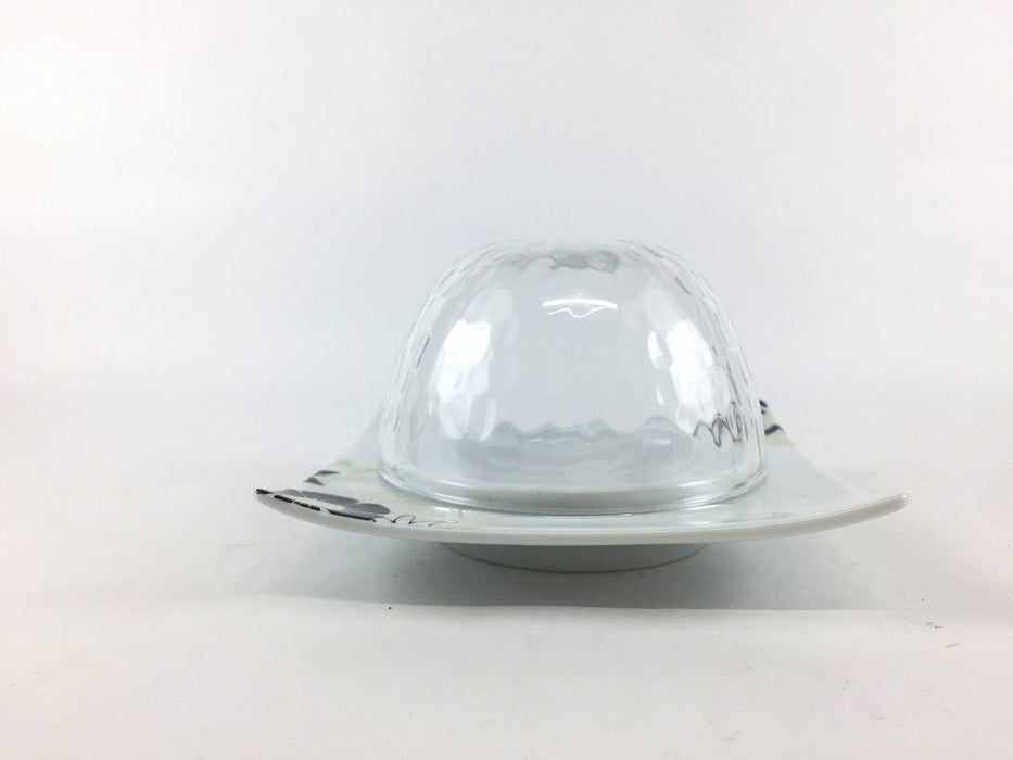 【SALE】12ガラス蓋皿(トロピカル黒)　12cm　有田焼【訳あり】