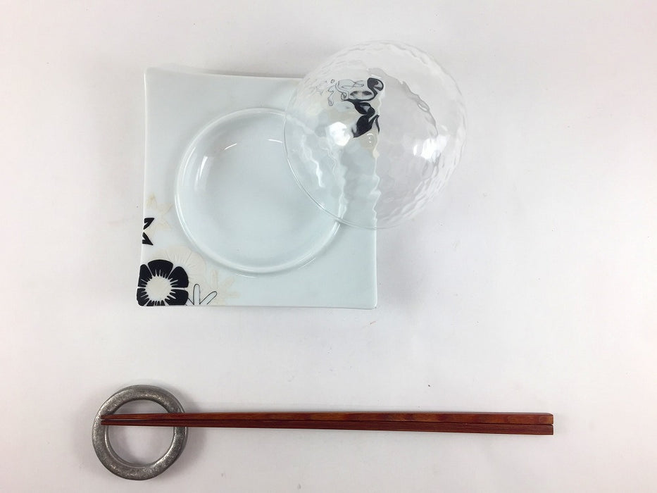 【SALE】12ガラス蓋皿(トロピカル黒)　12cm　有田焼【訳あり】