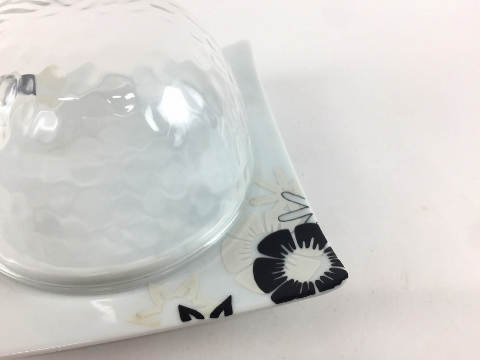 【SALE】12ガラス蓋皿(トロピカル黒)　12cm　有田焼【訳あり】