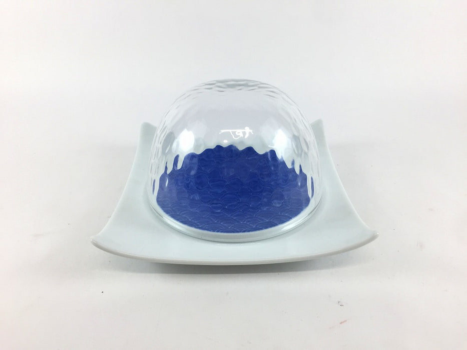 【SALE】12ガラス蓋皿(染波)　12cm　有田焼【訳あり】