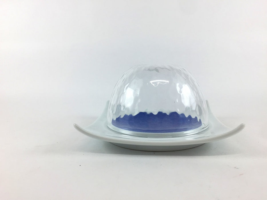 【SALE】12ガラス蓋皿(染波)　12cm　有田焼【訳あり】