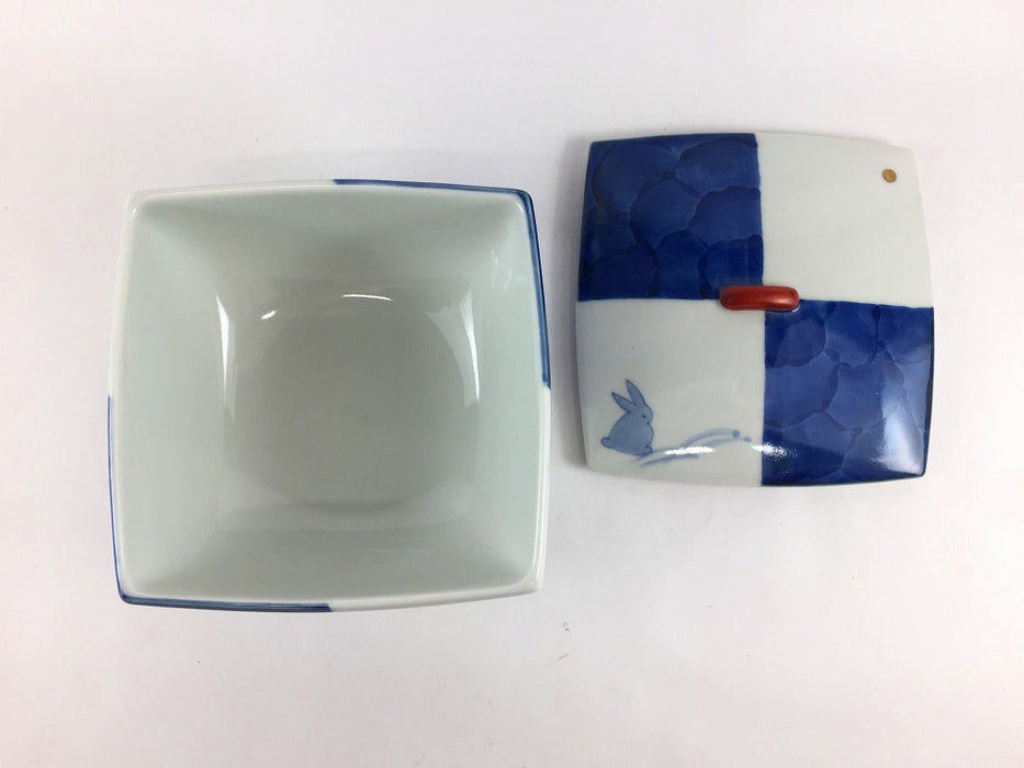 【SALE】月兎角丸蓋碗　11.5cm　有田焼【訳あり】