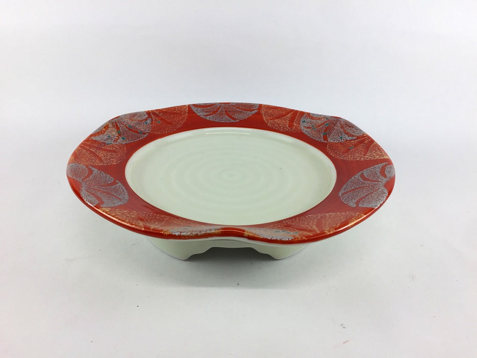 【SALE】朱巻金彩花紋三方なぶり天皿　20cm　有田焼【訳あり】