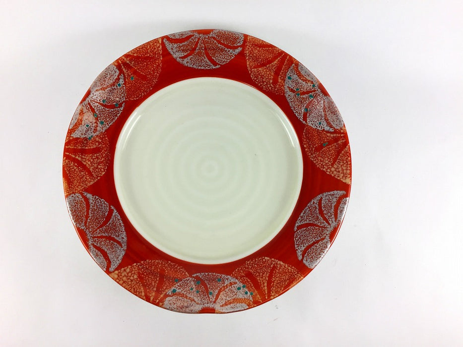 【SALE】朱巻金彩花紋三方なぶり天皿　20cm　有田焼【訳あり】