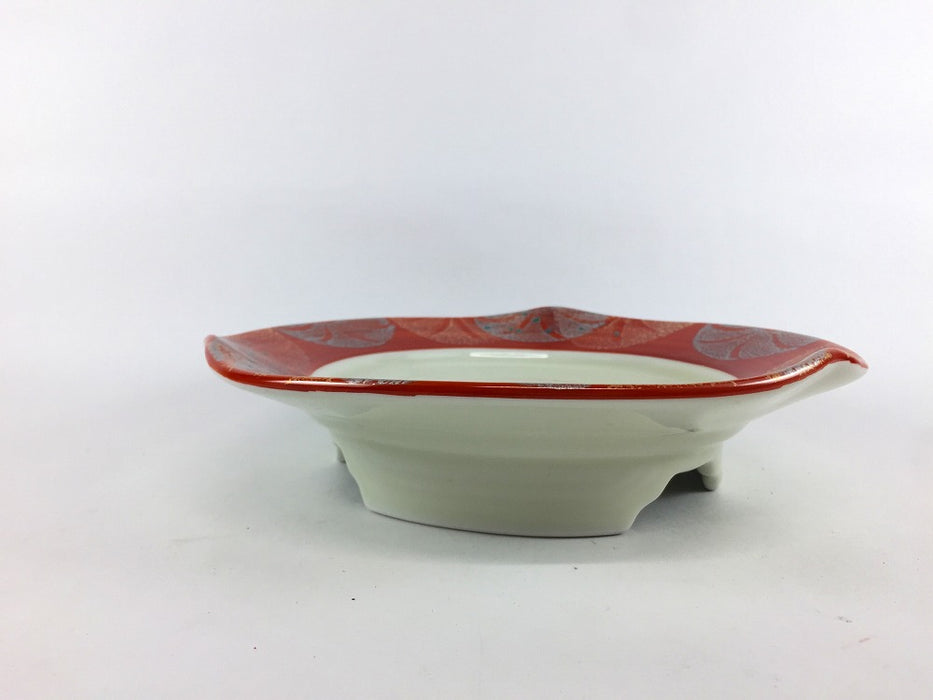 【SALE】朱巻金彩花紋三方なぶり天皿　20cm　有田焼【訳あり】