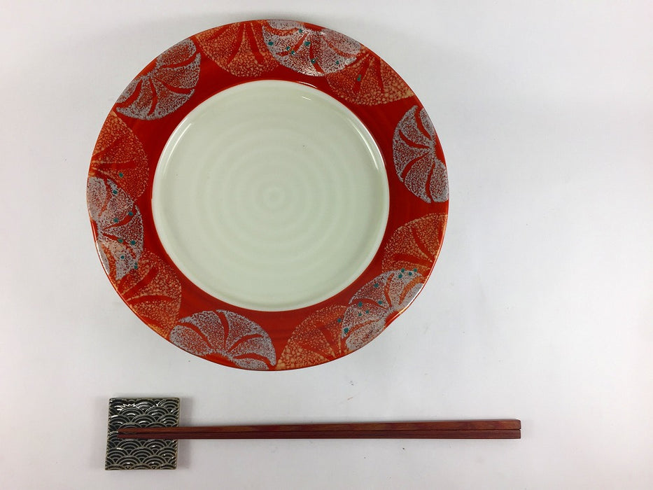 【SALE】朱巻金彩花紋三方なぶり天皿　20cm　有田焼【訳あり】