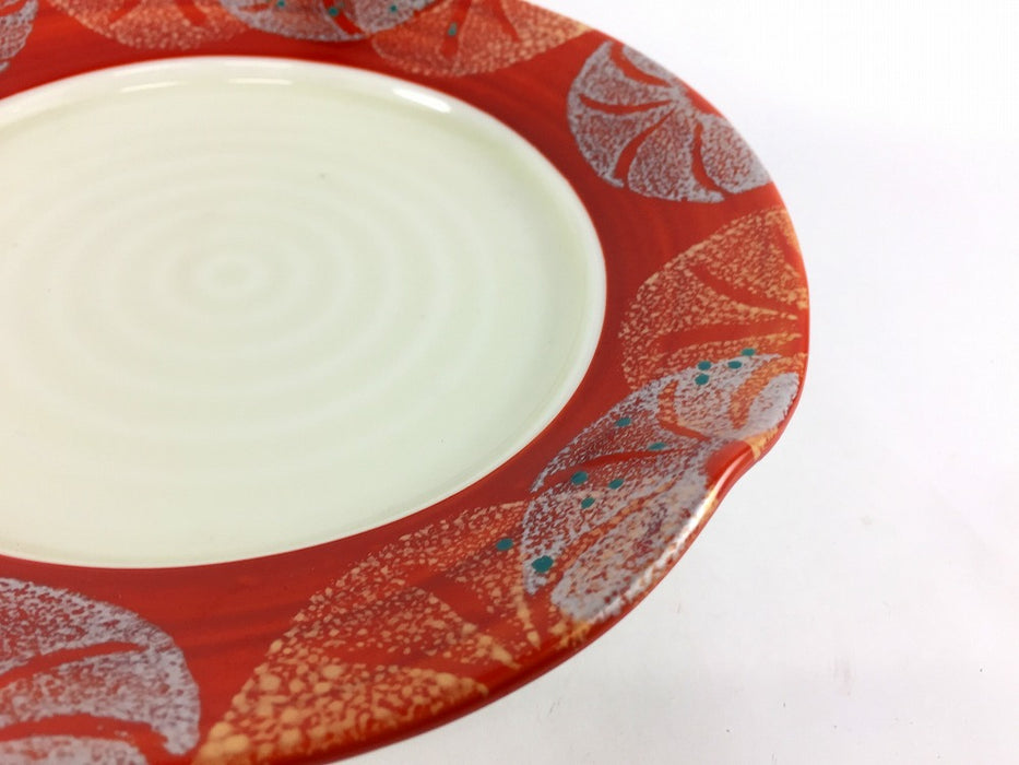 【SALE】朱巻金彩花紋三方なぶり天皿　20cm　有田焼【訳あり】