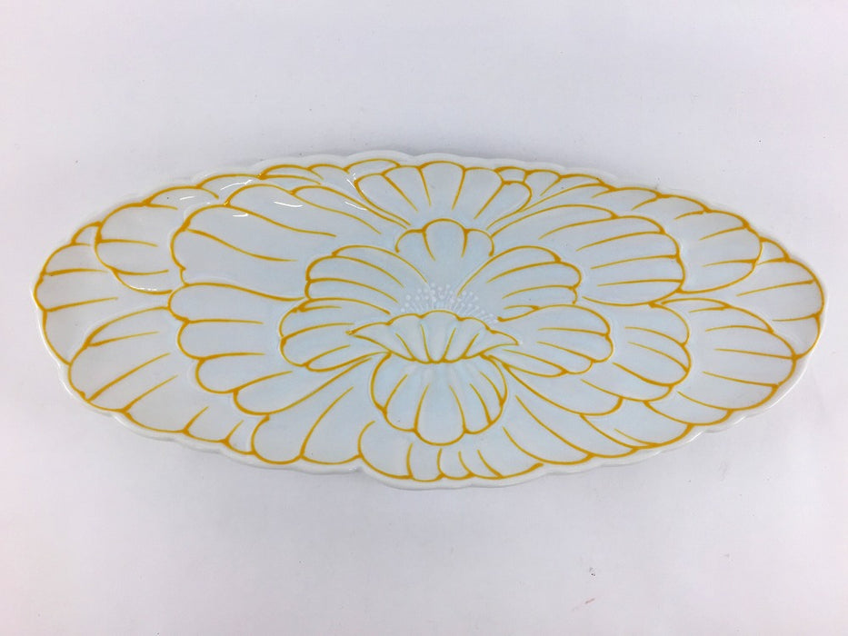 【SALE】錦白土釉いっちん菊形前菜皿　25cm　有田焼【訳あり】