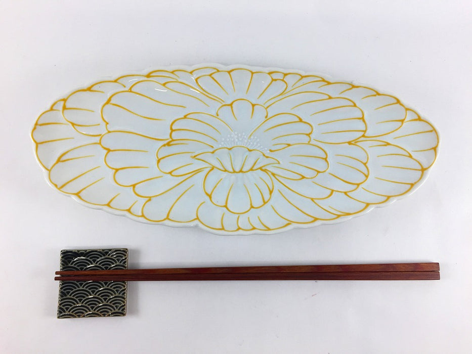 【SALE】錦白土釉いっちん菊形前菜皿　25cm　有田焼【訳あり】