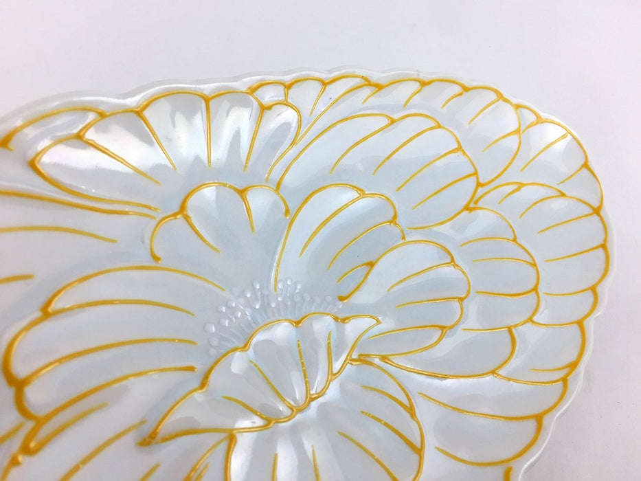 【SALE】錦白土釉いっちん菊形前菜皿　25cm　有田焼【訳あり】