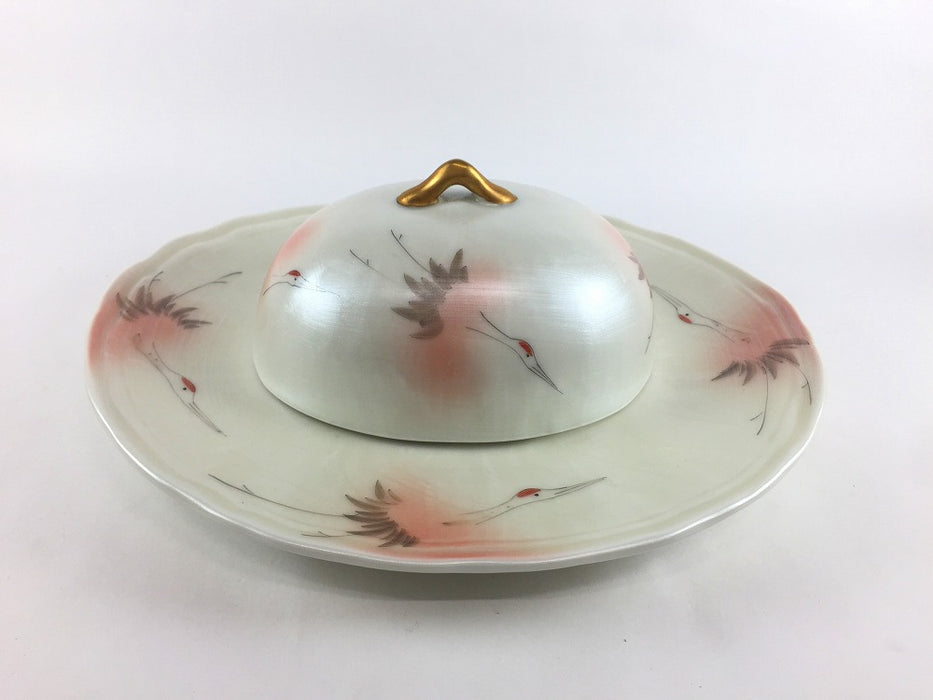 【SALE】錦紅鶴小判蓋物(大)　24cm　有田焼【訳あり】