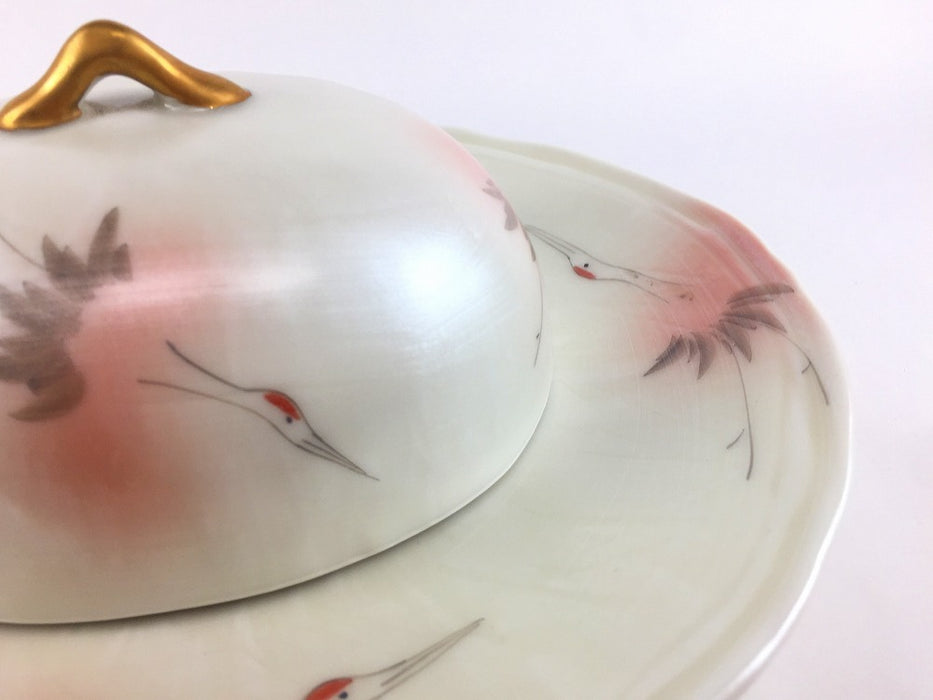 【SALE】錦紅鶴小判蓋物(大)　24cm　有田焼【訳あり】