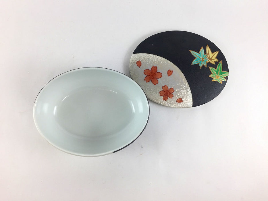 【SALE】春秋小判蓋物　12.5cm　有田焼【訳あり】