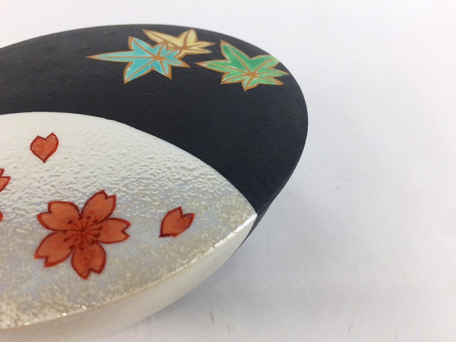 【SALE】春秋小判蓋物　12.5cm　有田焼【訳あり】