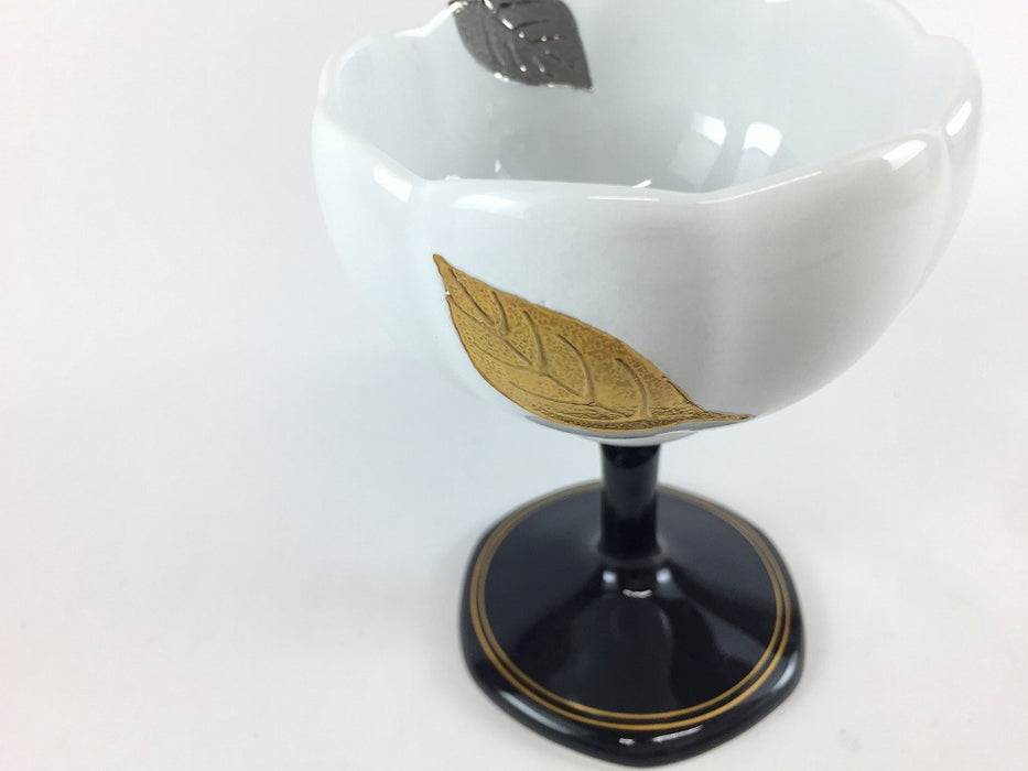 【SALE】乳白金銀葉　ネジ合花　(足付セット/中付のみ)　8cm　有田焼【訳あり】