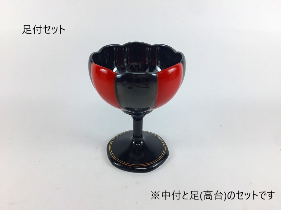 【SALE】黒赤　ネジ合花　(足付セット/中付のみ)　8cm　有田焼【訳あり】