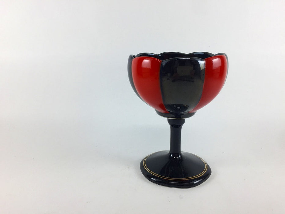 【SALE】黒赤　ネジ合花　(足付セット/中付のみ)　8cm　有田焼【訳あり】