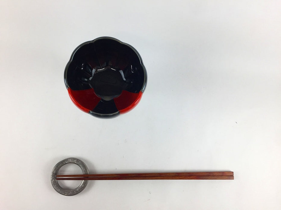 【SALE】黒赤　ネジ合花　(足付セット/中付のみ)　8cm　有田焼【訳あり】