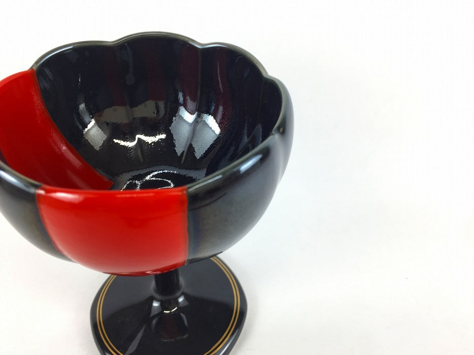 【SALE】黒赤　ネジ合花　(足付セット/中付のみ)　8cm　有田焼【訳あり】