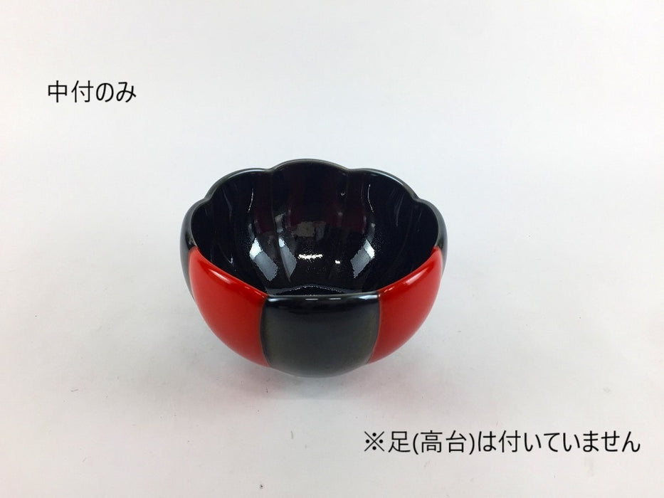 【SALE】黒赤　ネジ合花　(足付セット/中付のみ)　8cm　有田焼【訳あり】