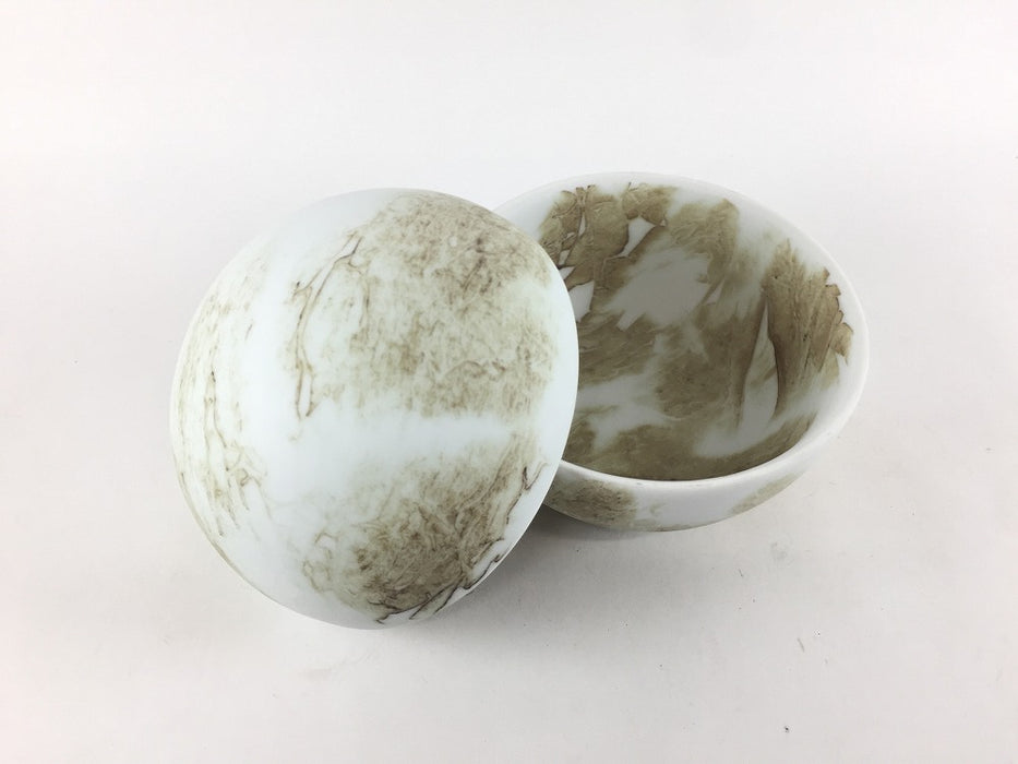 95玉蓋物.ストーンブラウンブラスト　9cm　李荘窯　有田焼