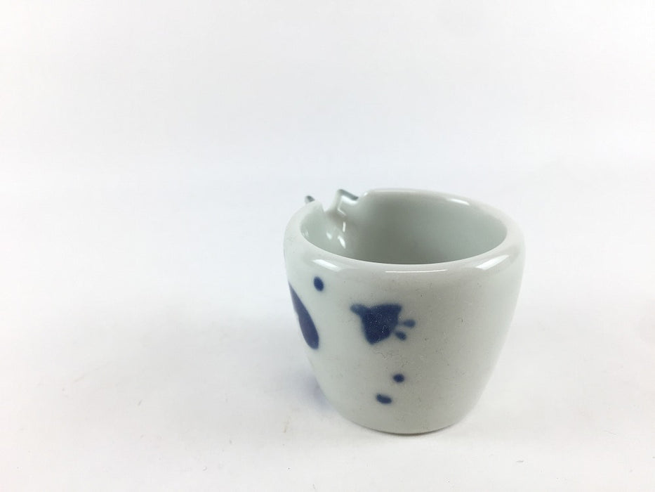 片口筒鉢(25cc)　古染波千鳥　5cm　有田焼伝平窯(j.R)