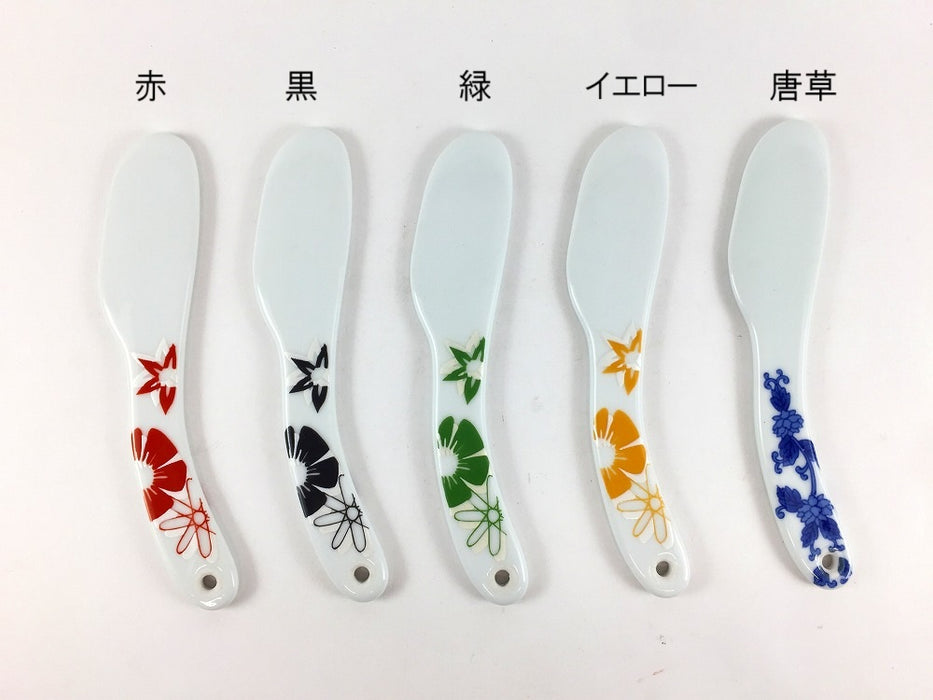 【SALE】錦トロピカルバターナイフ　(赤/黒/緑/イエロー/染付唐草)　13.5cm　有田焼【訳あり】