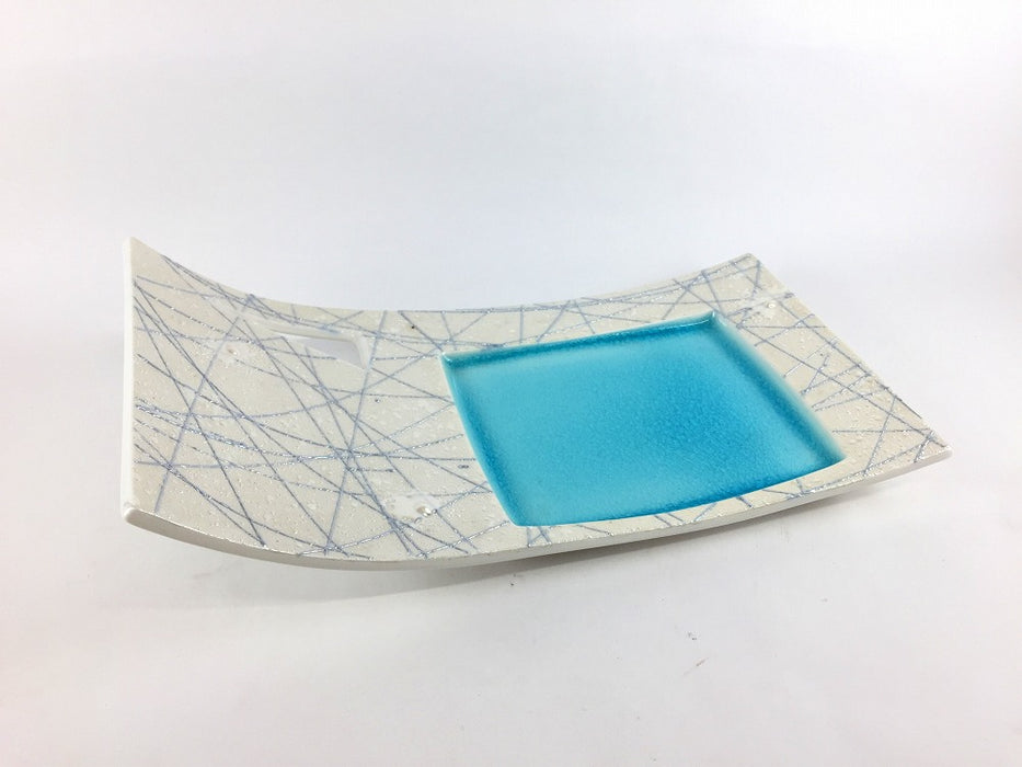 【SALE】ブルー光糸　三角抜角小向付親　26cm　有田焼【訳あり】