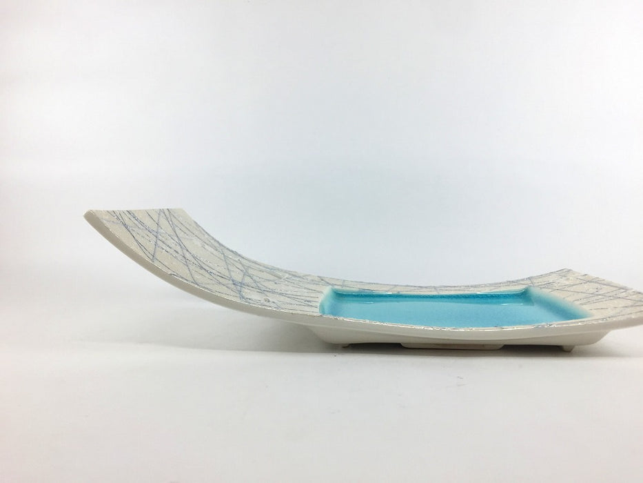 【SALE】ブルー光糸　三角抜角小向付親　26cm　有田焼【訳あり】