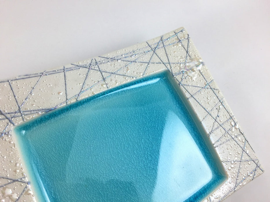 【SALE】ブルー光糸　三角抜角小向付親　26cm　有田焼【訳あり】