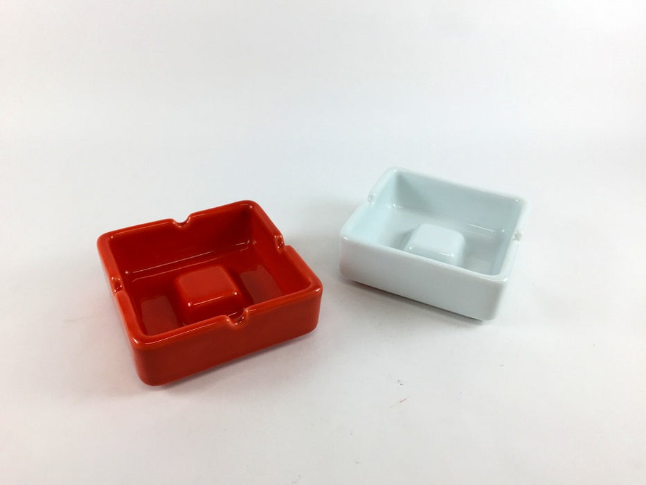 【SALE】角ミニ灰皿　(赤釉/太白)　8cm　有田焼【訳あり】