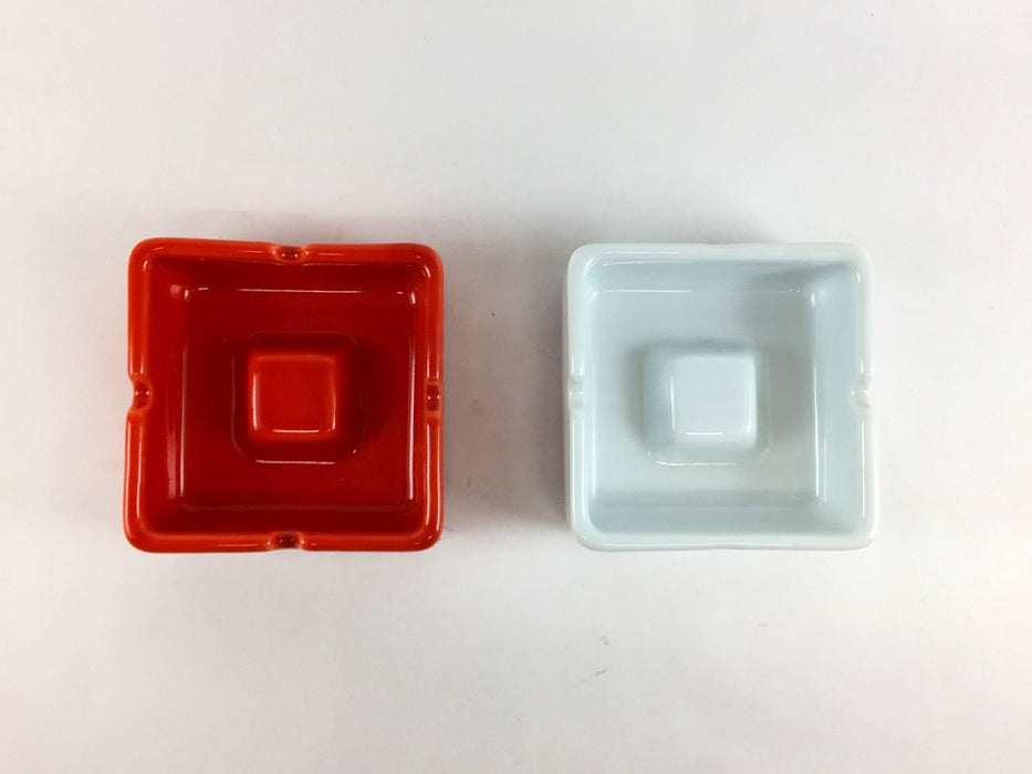 【SALE】角ミニ灰皿　(赤釉/太白)　8cm　有田焼【訳あり】