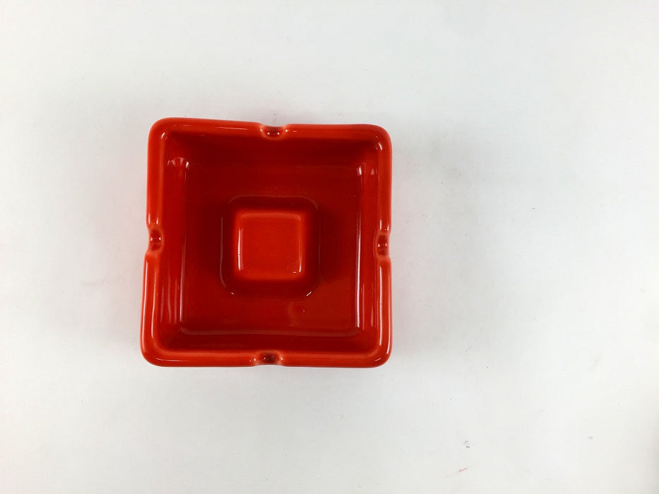 【SALE】角ミニ灰皿　(赤釉/太白)　8cm　有田焼【訳あり】