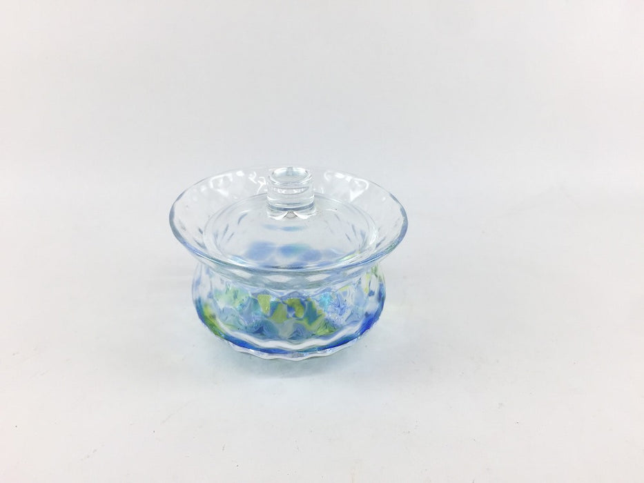 【SALE】70蓋珍味　(雫.青黄緑)　硝子　7cm【訳あり】