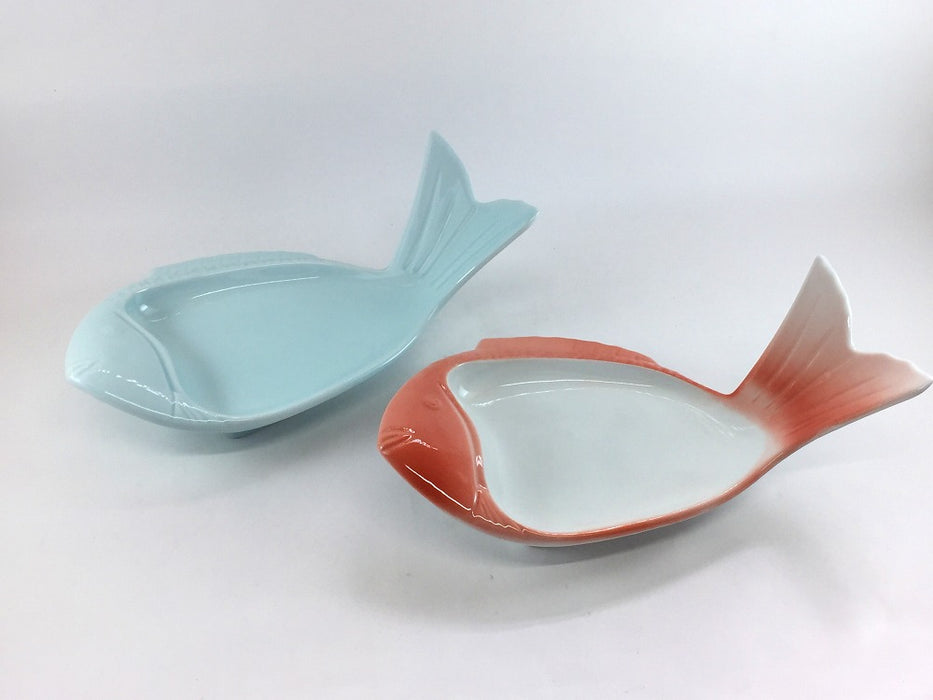 鯛向付　(青白磁/赤吹)　16cm　有田焼　(j.R)