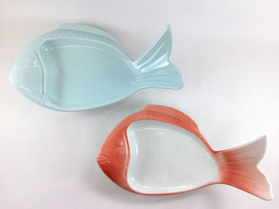 鯛向付　(青白磁/赤吹)　16cm　有田焼　(j.R)