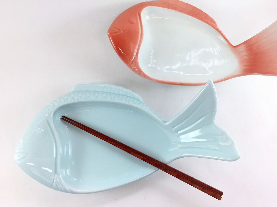 鯛向付　(青白磁/赤吹)　16cm　有田焼　(j.R)