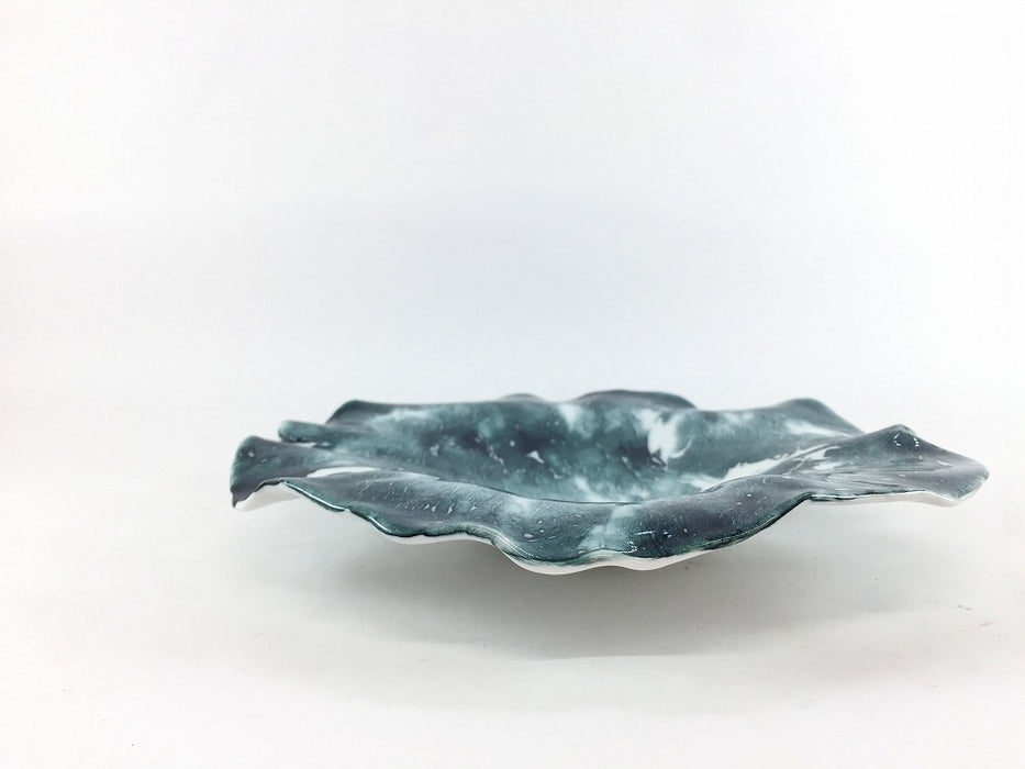 (強化)黒垂込　ロータスプレート(小)　18cm　有田焼(j.R)