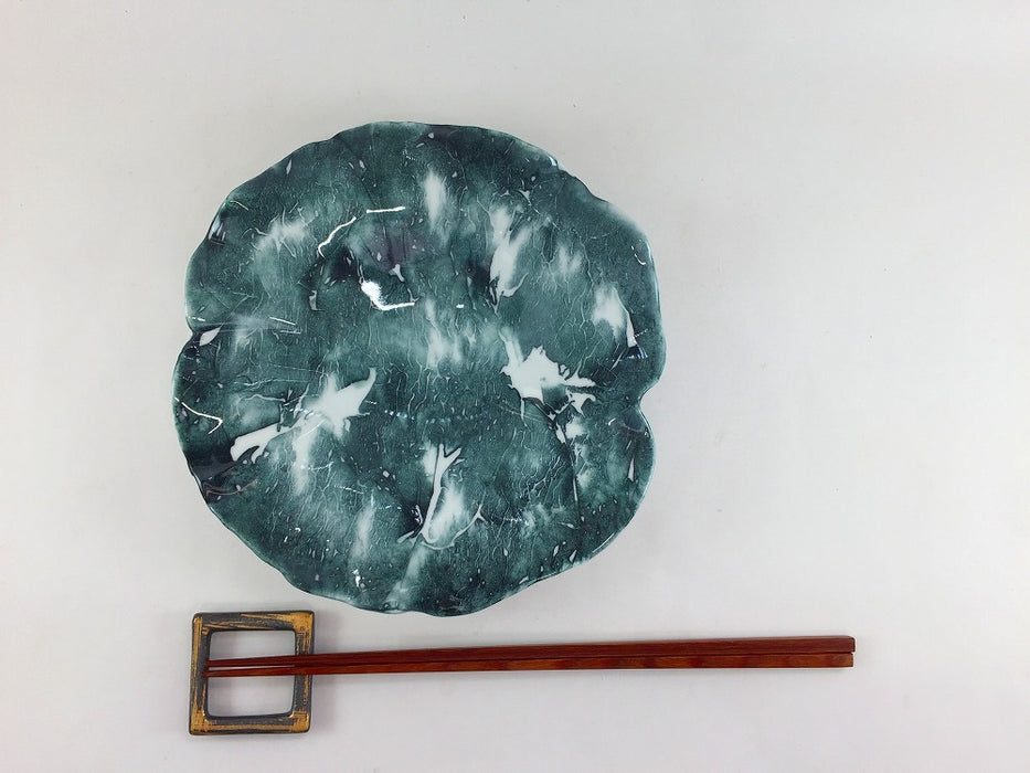 (強化)黒垂込　ロータスプレート(小)　18cm　有田焼(j.R)